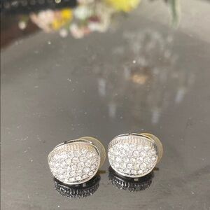 Sparkling Silver Pavé Stud Earrings